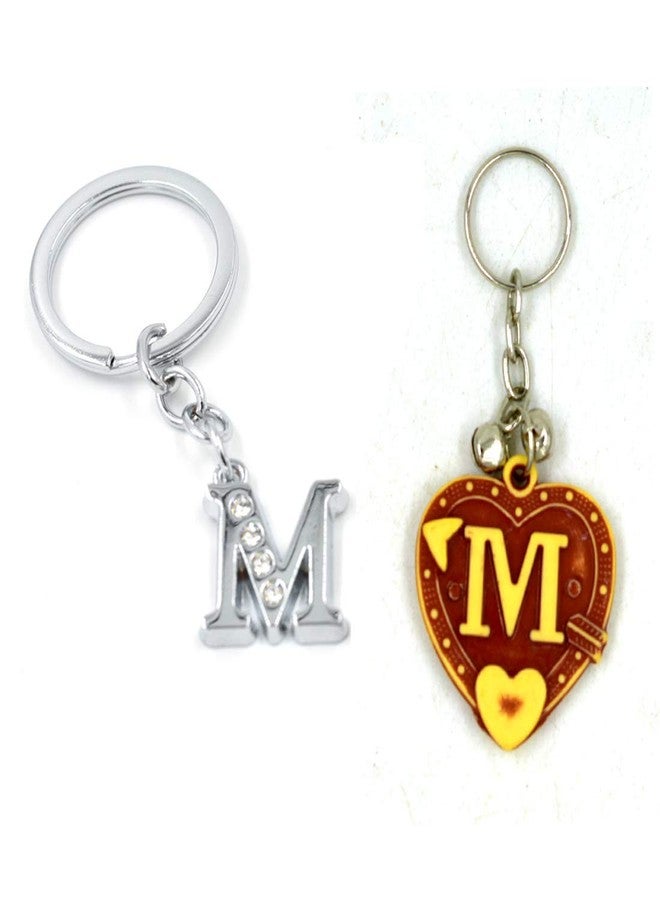 AFH Alphabet Letter M Key Ring Key Chain Combo (Metal, Plastic)